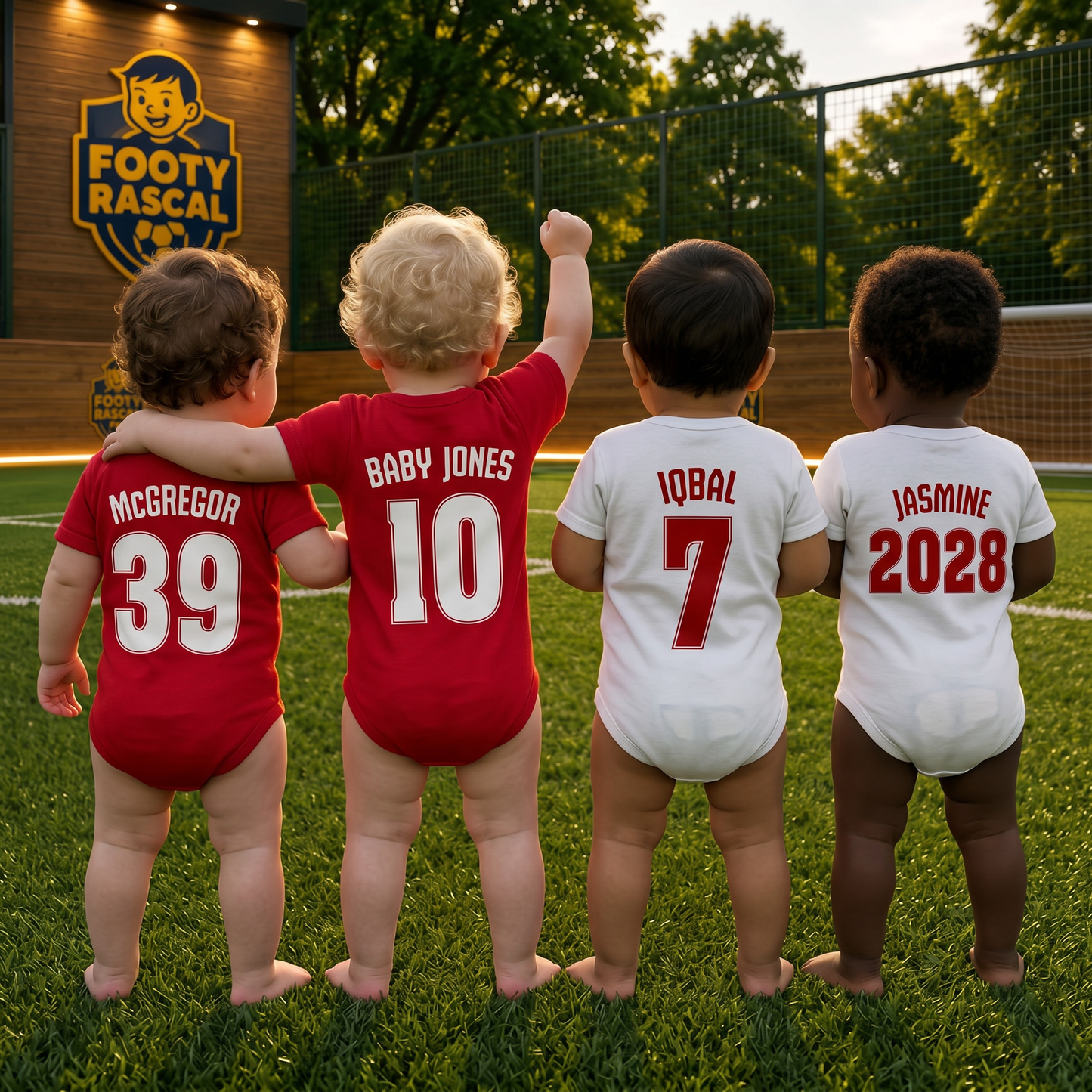 Aberdeen Baby Grow – Personalised with Name & Number – Football Baby Gift