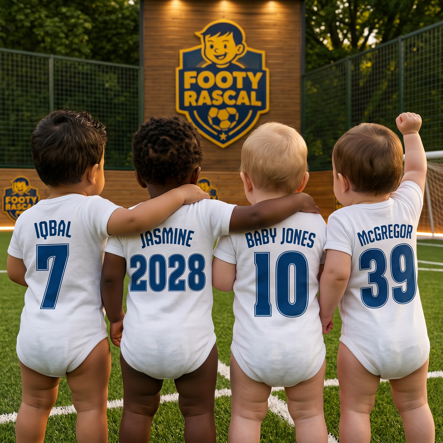 Everton Baby Grow – Personalised with Name & Number – Football Baby Gift