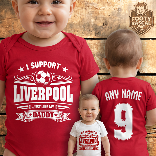 Personalised Liverpool Baby Grow – Custom Name & Number – Little Reds Baby Gift – Football Fan Onesie