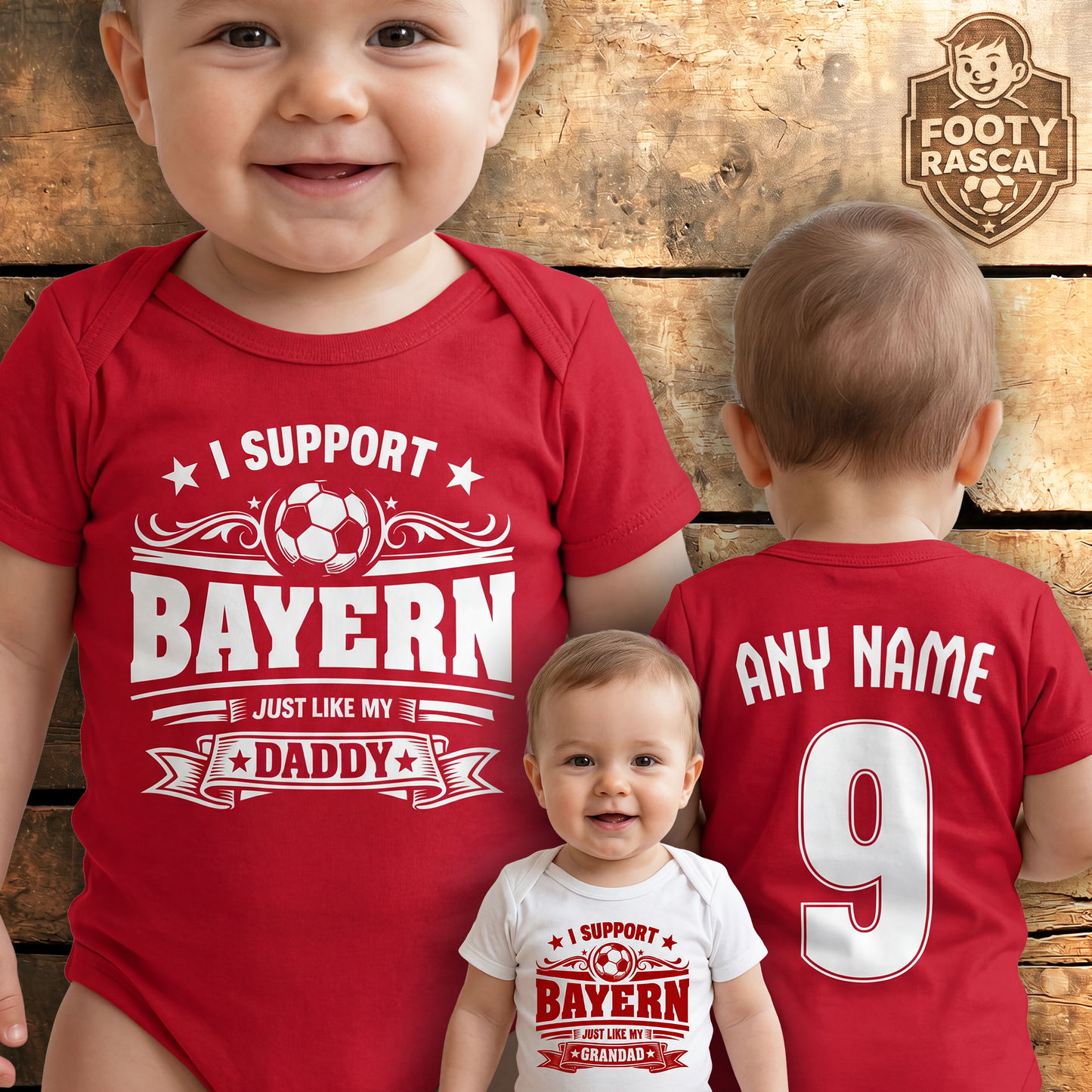 Bayern Baby Grow – Personalised with Name & Number – Football Baby Gift
