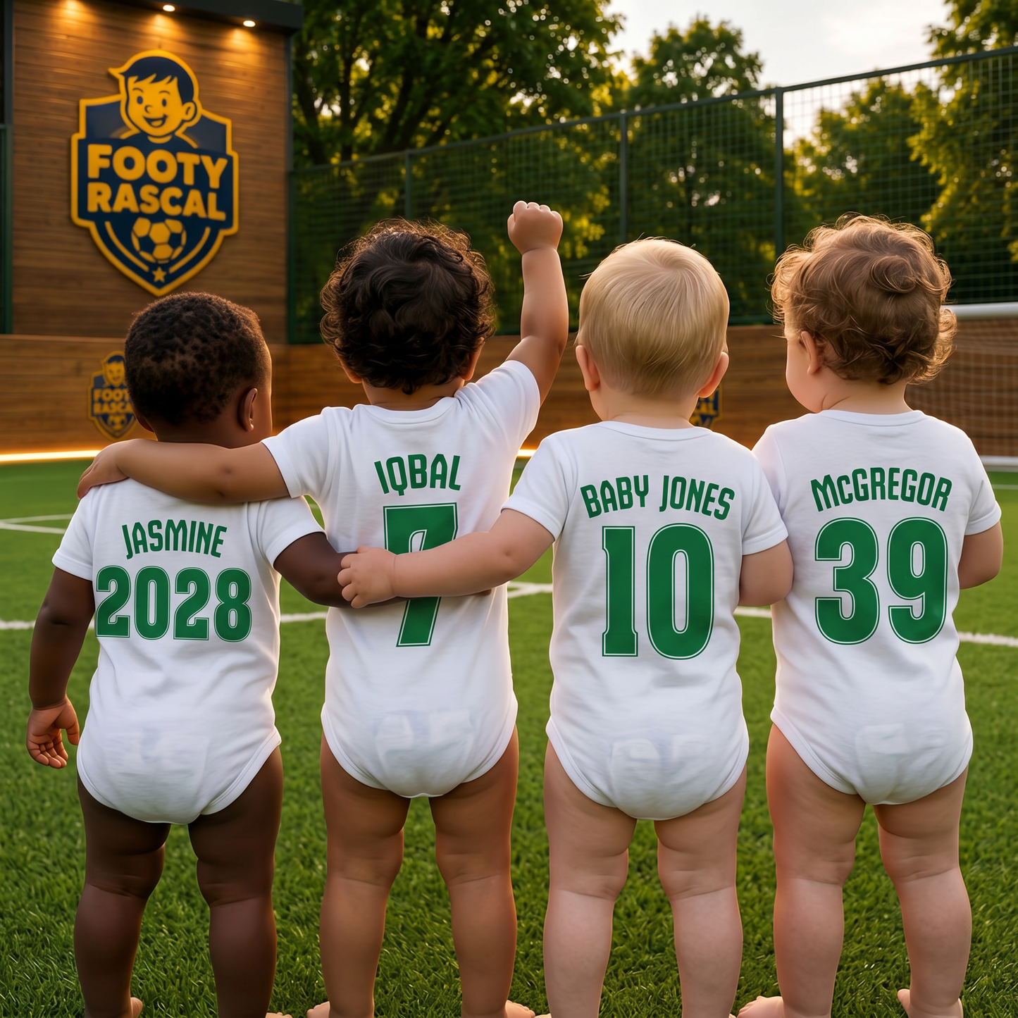 Celtic Baby Grow – Personalised with Name & Number – Football Baby Gift