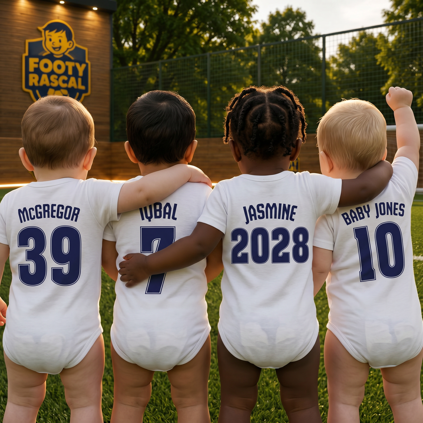 Spurs Baby Grow – Personalised with Name & Number – Football Baby Gift