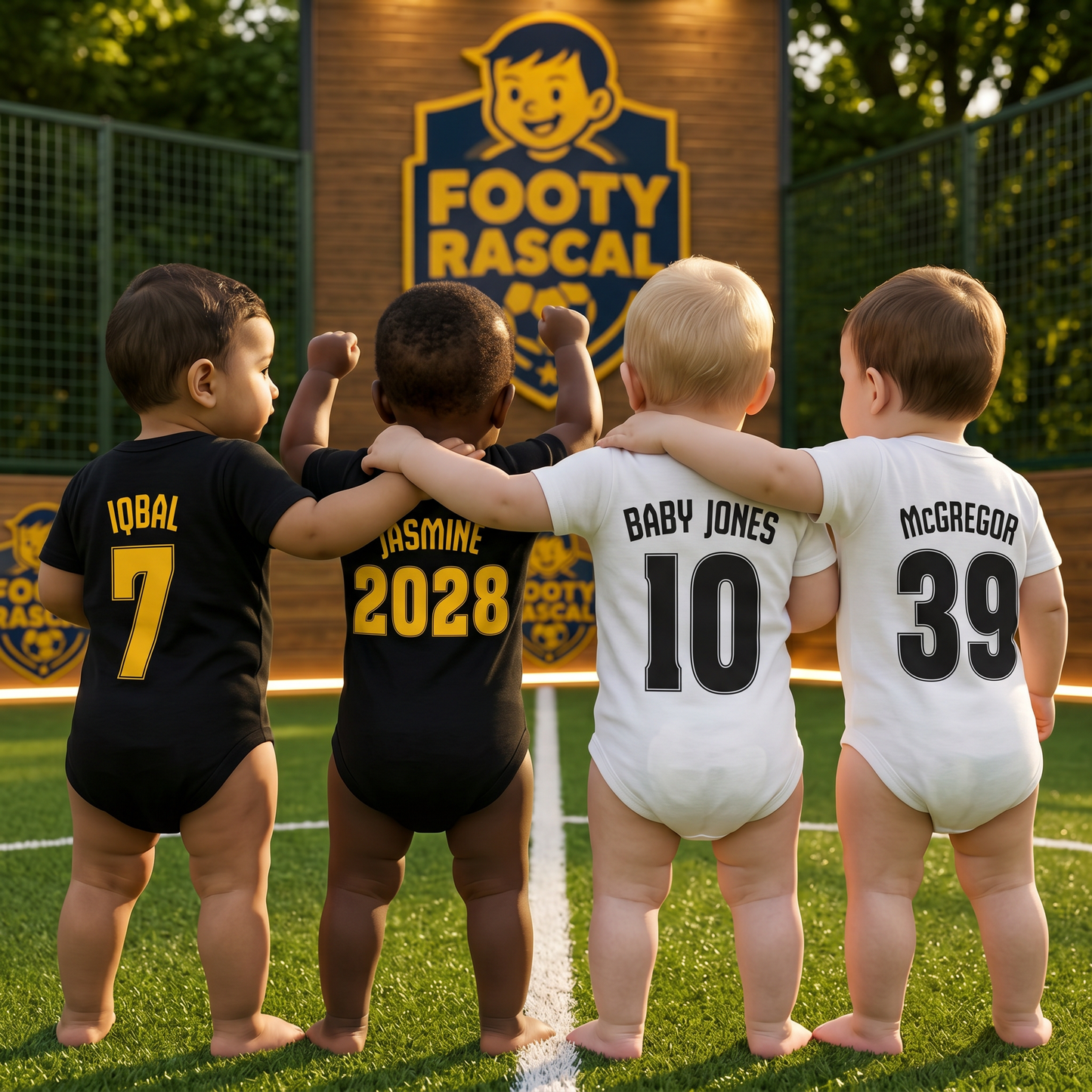 Wolves Baby Grow – Personalised with Name & Number – Football Baby Gift