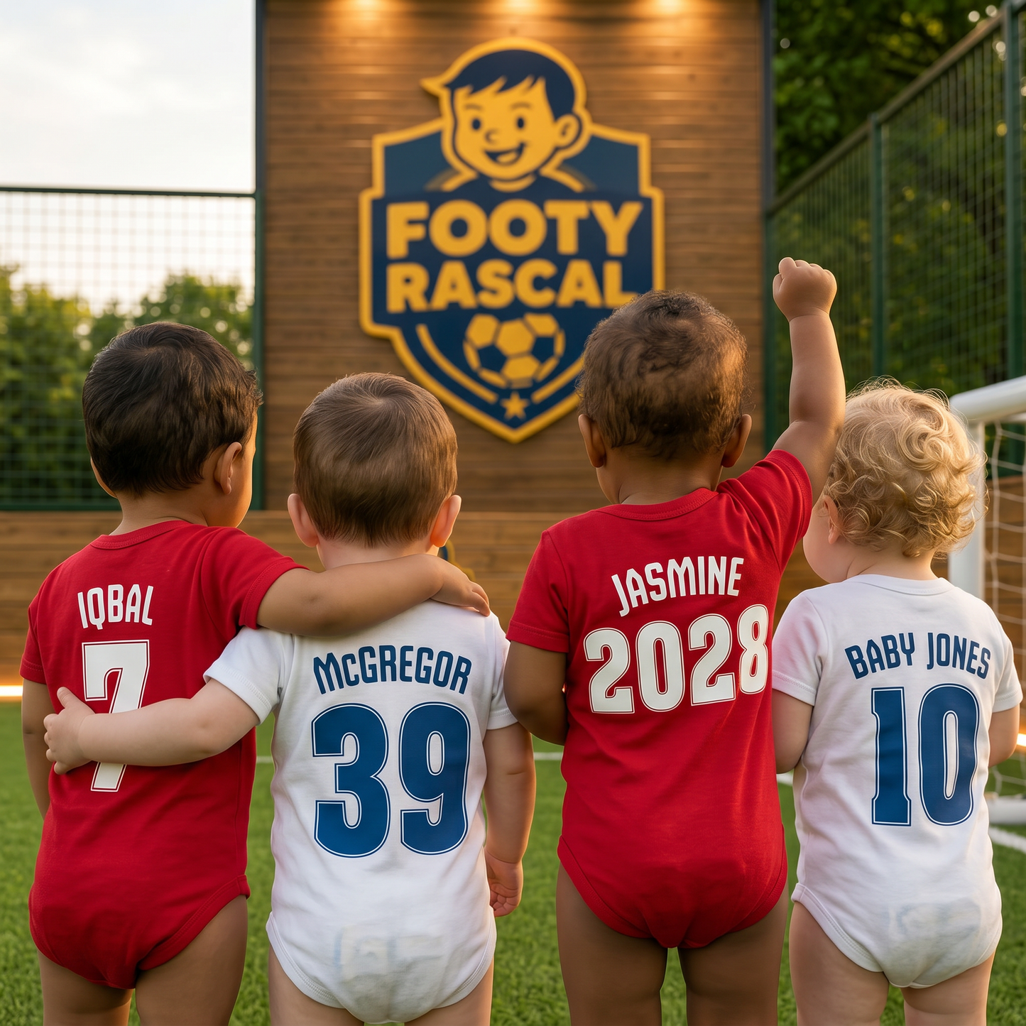 England Baby Grow – Personalised with Name & Number – Football Baby Gift