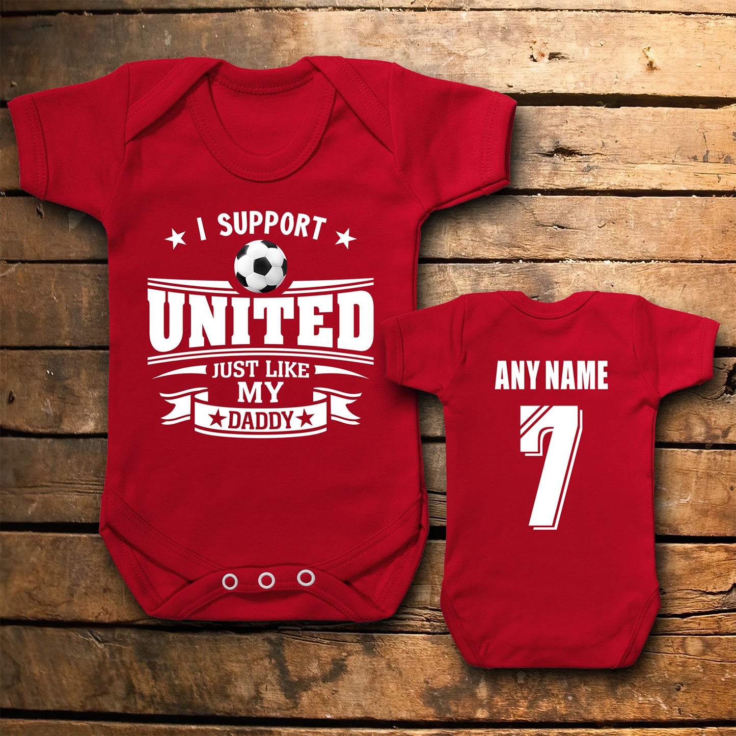 Personalised Manchester United Baby Grow – Custom Name & Number – United Fan Baby Gift – Old Trafford Onesie