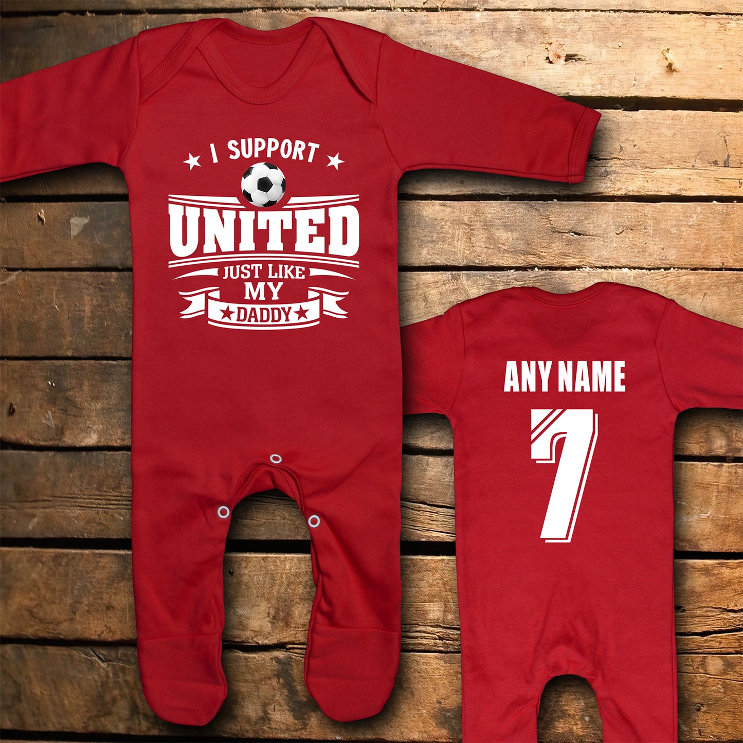 Personalised Manchester United Rompersuit – Custom Name & Number – United Fan Baby Gift – Red Devils Romper