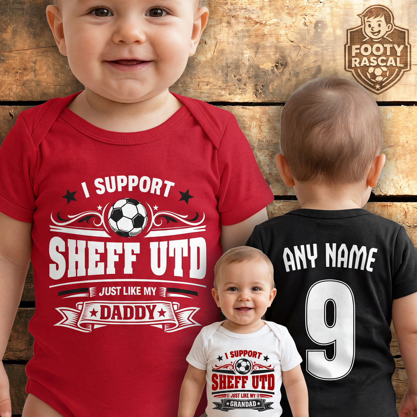 Sheff United Baby Grow – Personalised with Name & Number – Football Baby Gift